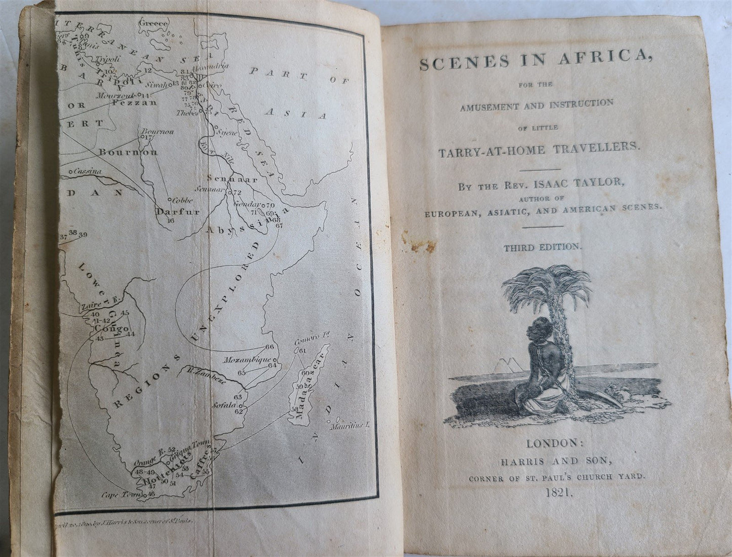 1821 SCENES in AFRICA antique illustrated CHILDRENS BOOK