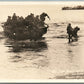 AMERICAN SOLDIERS SEA BEES LAND on ISLAND X VINTAGE REAL PHOTO POSTCARD RPPC
