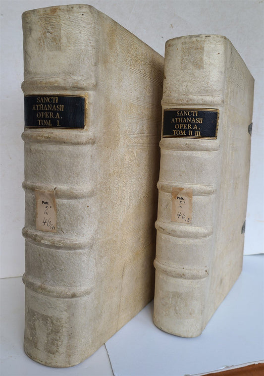 1777 ATHANASIUS of ALEXANDRIA 2 VOLUMES PIGKIN BOUND FOLIO antique w/ MAP