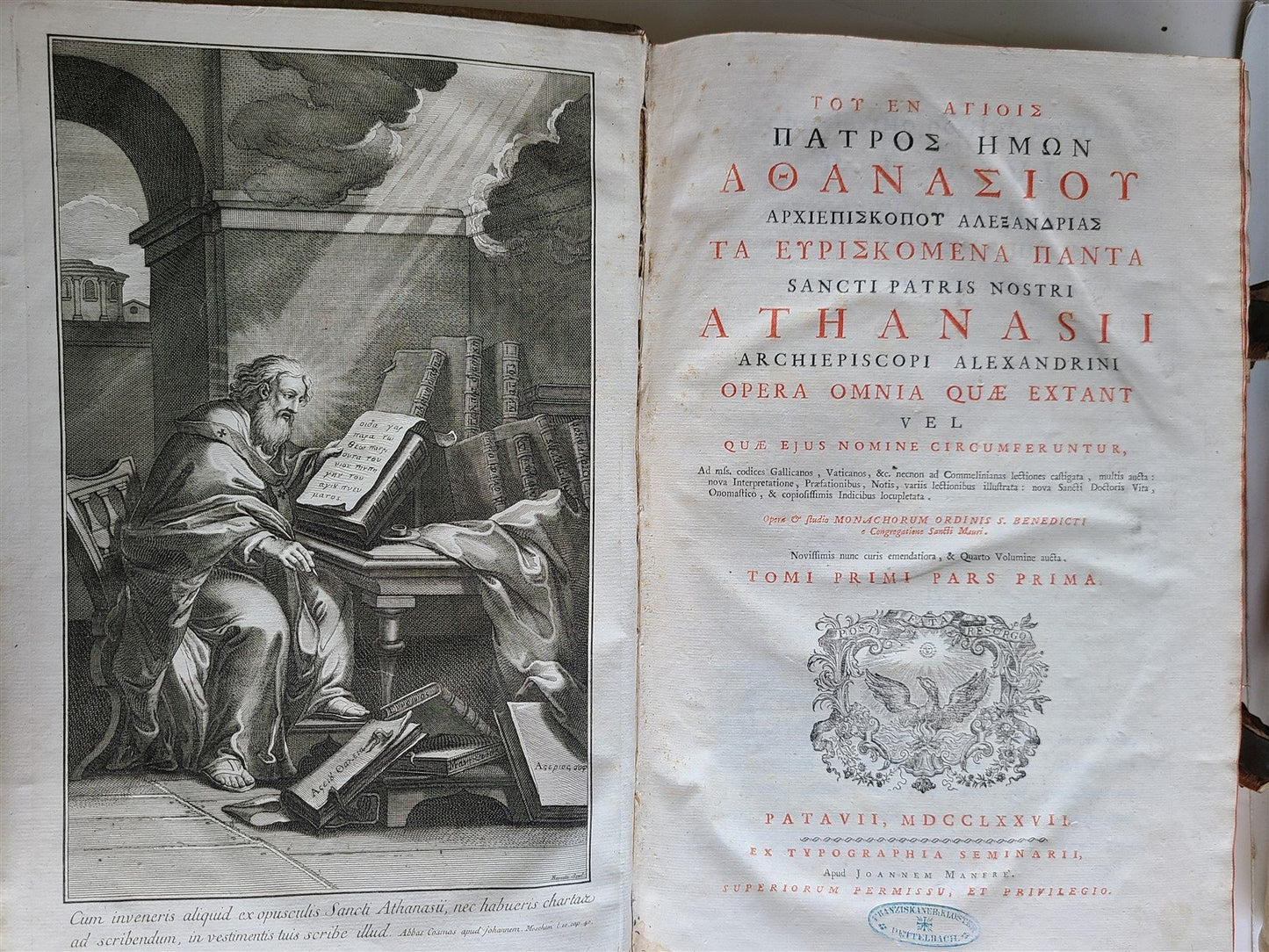 1777 ATHANASIUS of ALEXANDRIA 2 VOLUMES PIGKIN BOUND FOLIO antique w/ MAP
