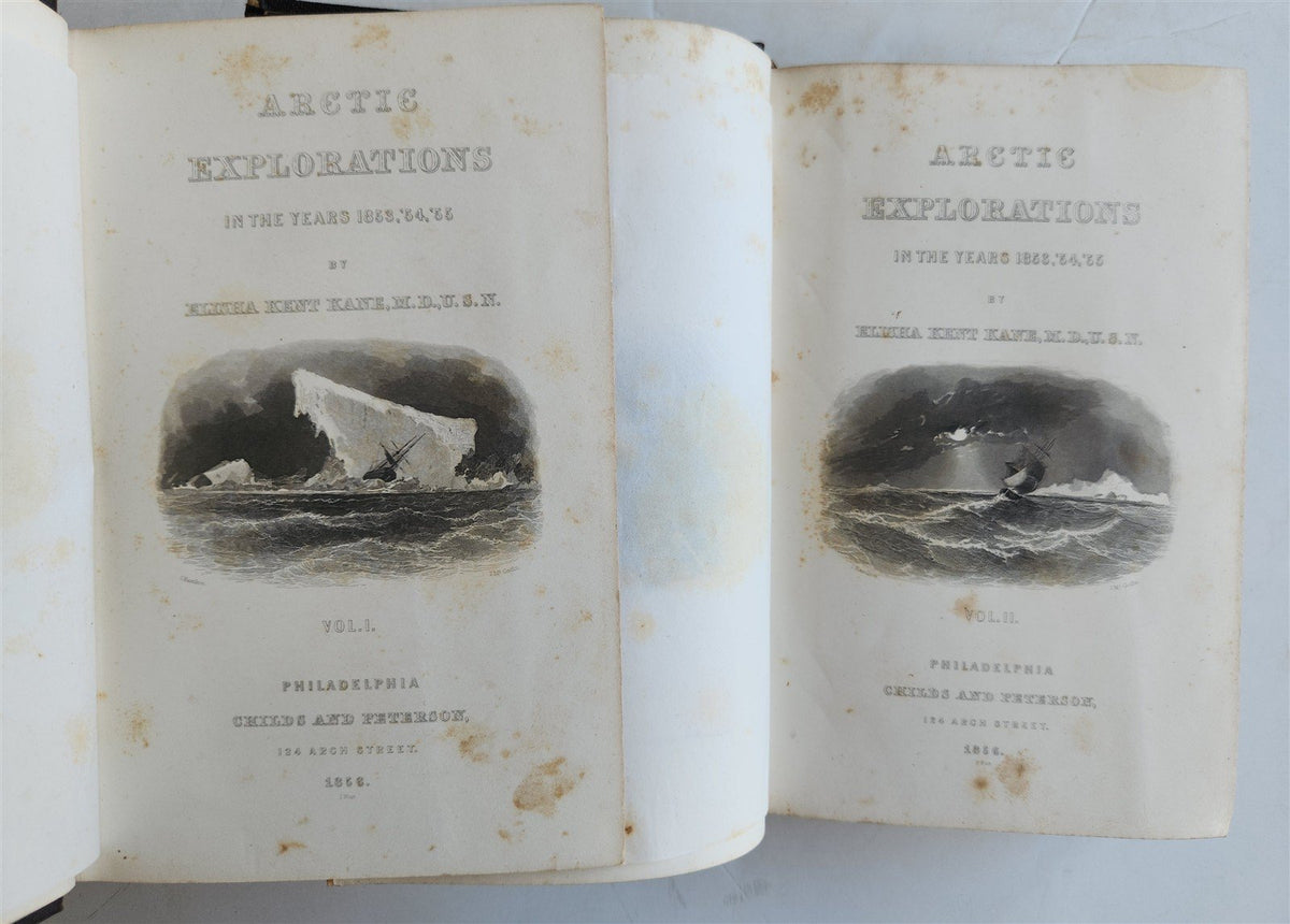 1856 ARCTIC EXPLORATIONS in 1853-55 ELISHA KENT KANE antique GRINNELL EXPEDITION