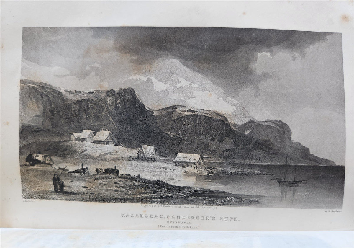 1856 ARCTIC EXPLORATIONS in 1853-55 ELISHA KENT KANE antique GRINNELL EXPEDITION