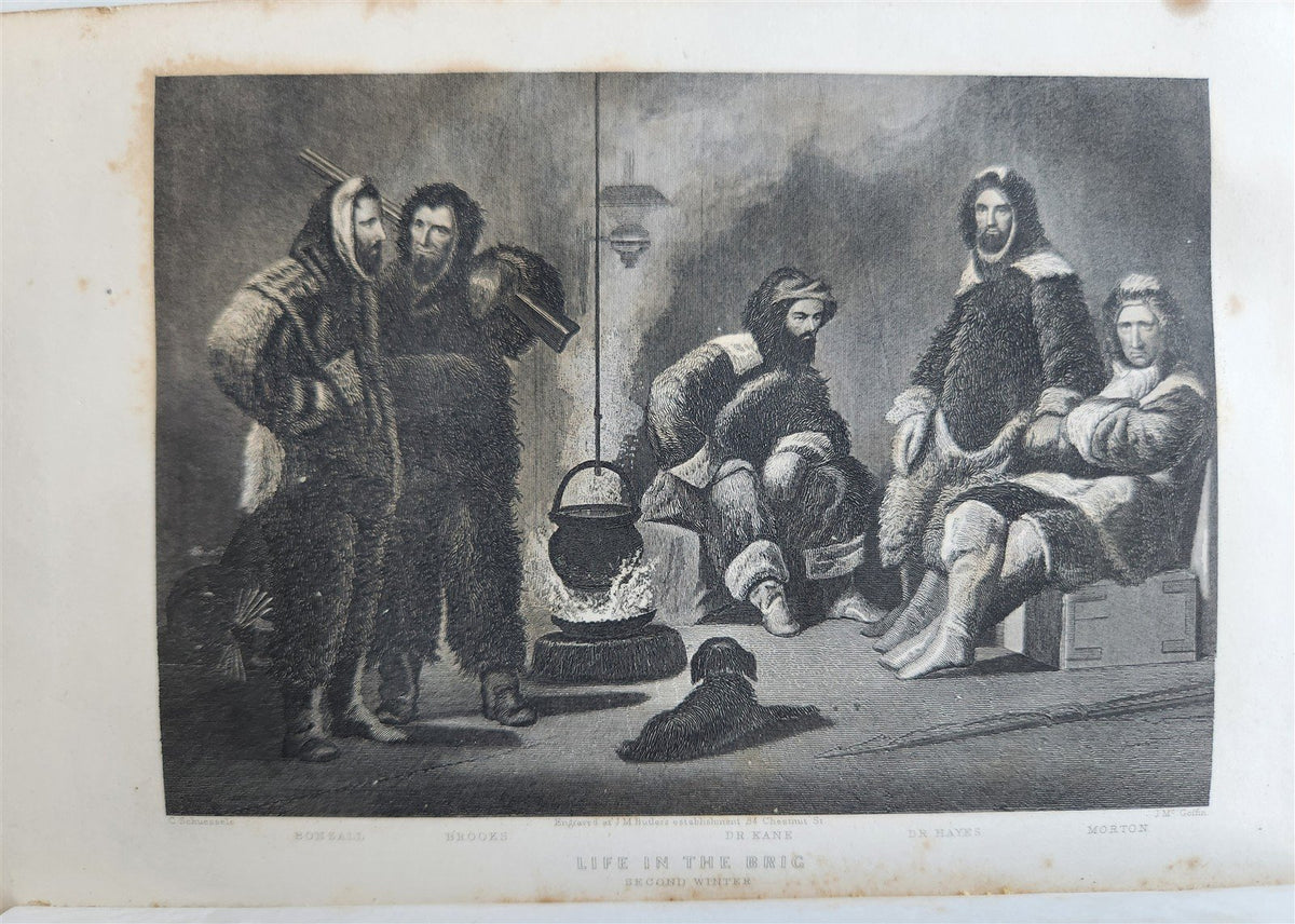 1856 ARCTIC EXPLORATIONS in 1853-55 ELISHA KENT KANE antique GRINNELL EXPEDITION