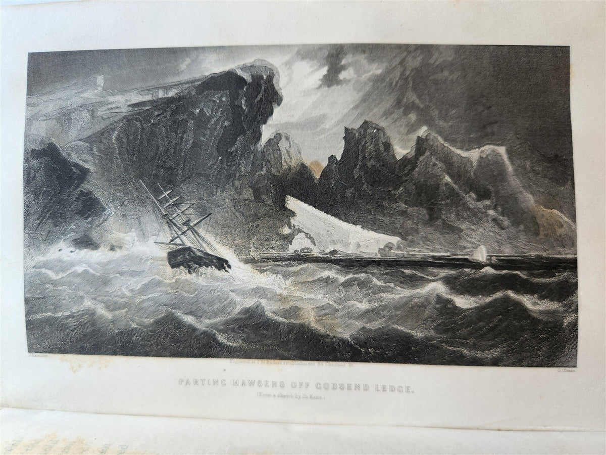 1856 ARCTIC EXPLORATIONS in 1853-55 ELISHA KENT KANE antique GRINNELL EXPEDITION