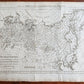 1785 RUSSIAN EMPIRE Discoveries between Asia and North America antique MAP