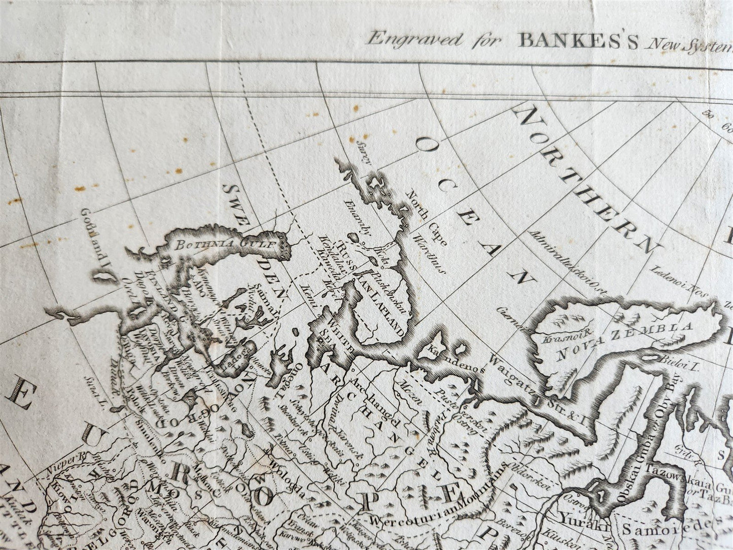 1785 RUSSIAN EMPIRE Discoveries between Asia and North America antique MAP