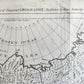 1785 RUSSIAN EMPIRE Discoveries between Asia and North America antique MAP