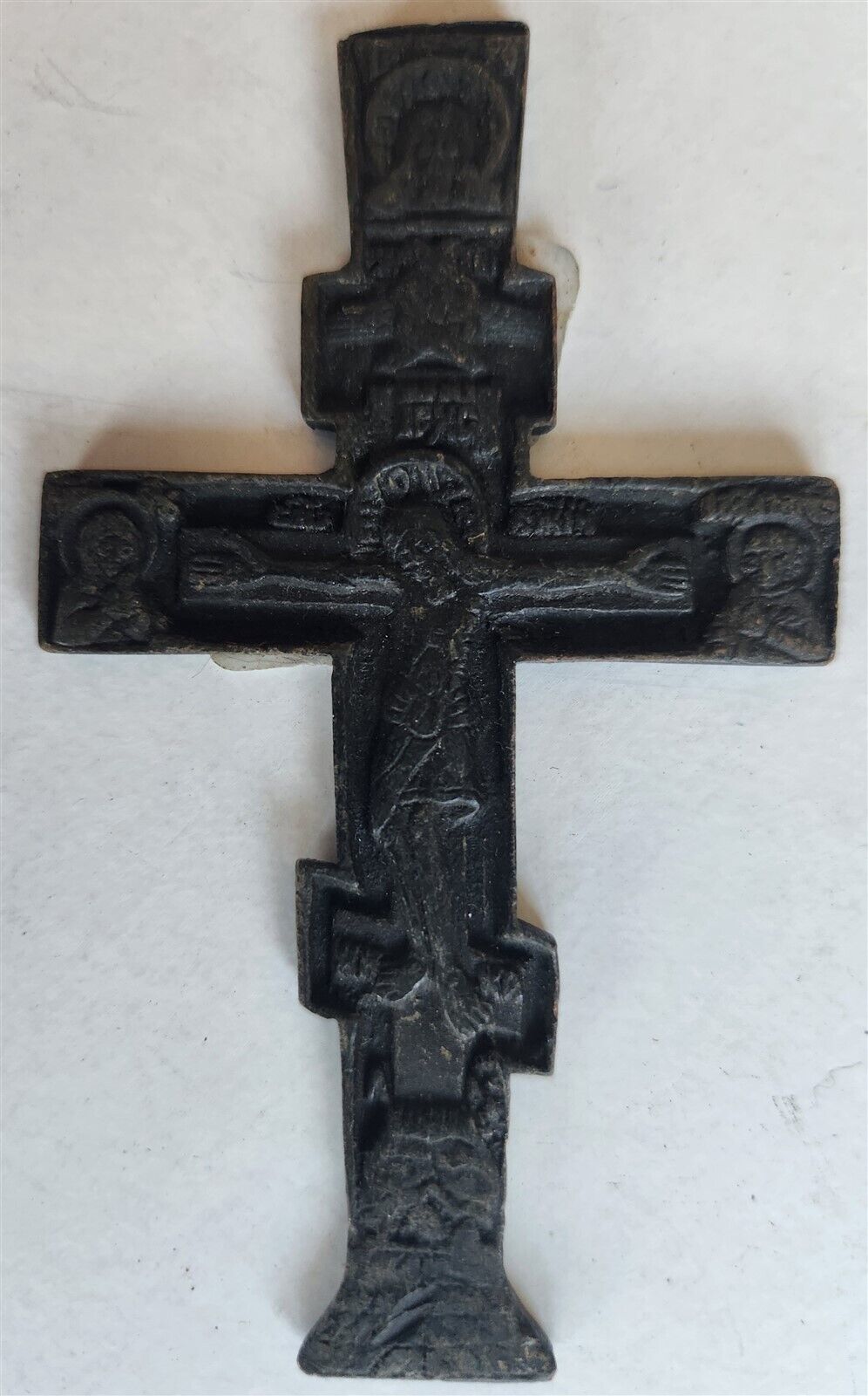 RUSSIAN BRONZE CRUSIFIX ICON 18th-19th CENTURY antique CROSS RARE