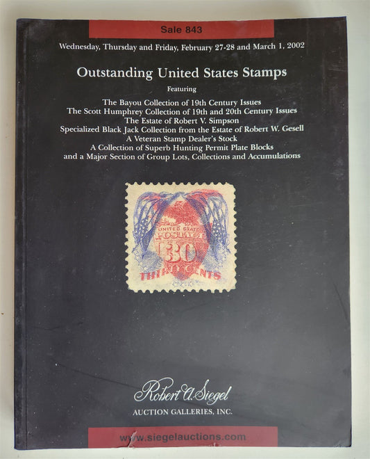 PHILATELIC ROBERT SIEGEL AUCTION CATALOG STAMPS BAYOU & HUMPHREY COLLECTION 2002