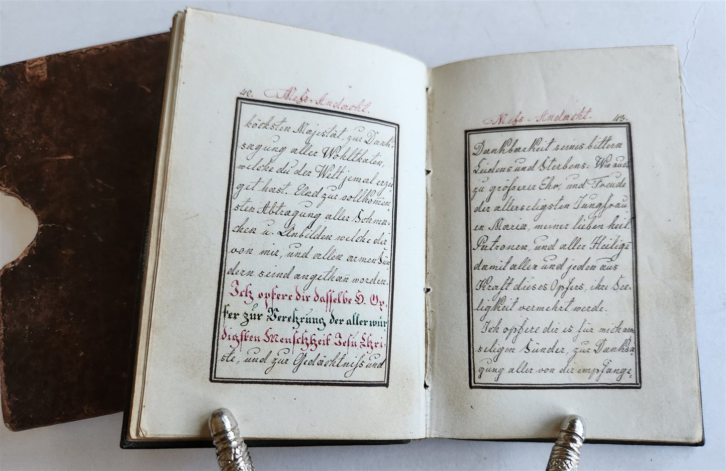 1800s GERMAN MANUSCRIPT PRAYER BOOK ILLUSTRATED antique 180 leaves