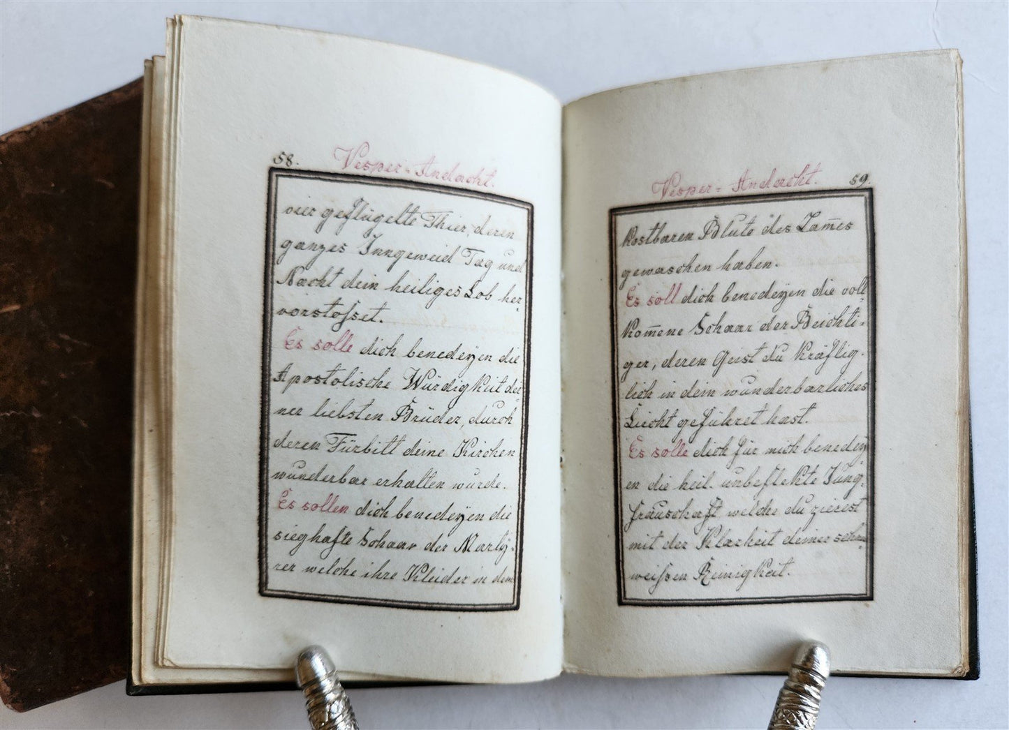 1800s GERMAN MANUSCRIPT PRAYER BOOK ILLUSTRATED antique 180 leaves