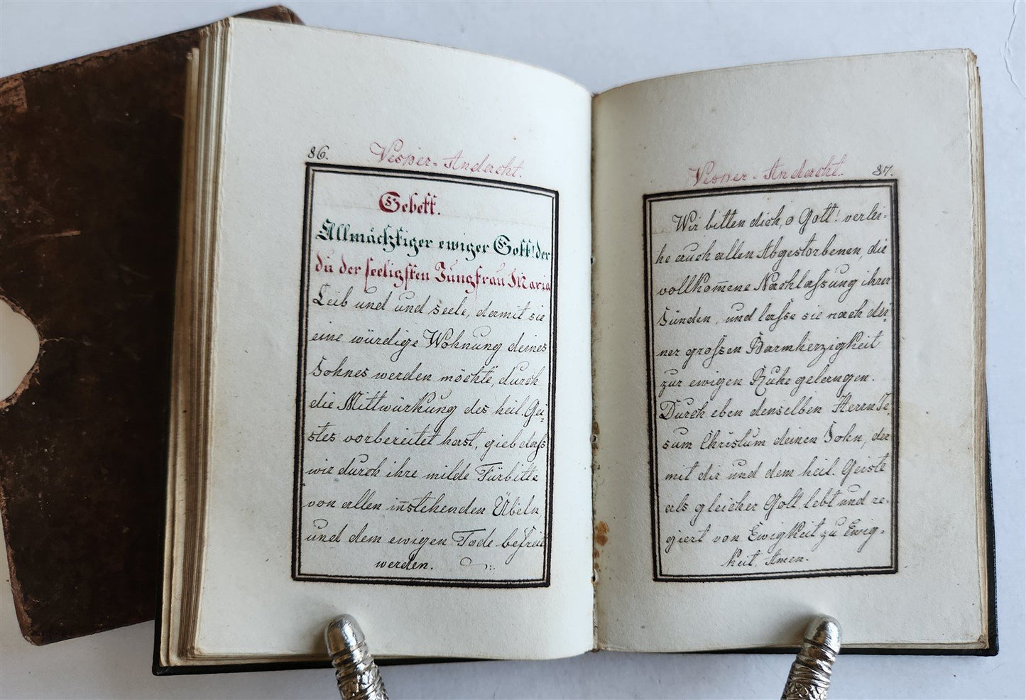1800s GERMAN MANUSCRIPT PRAYER BOOK ILLUSTRATED antique 180 leaves