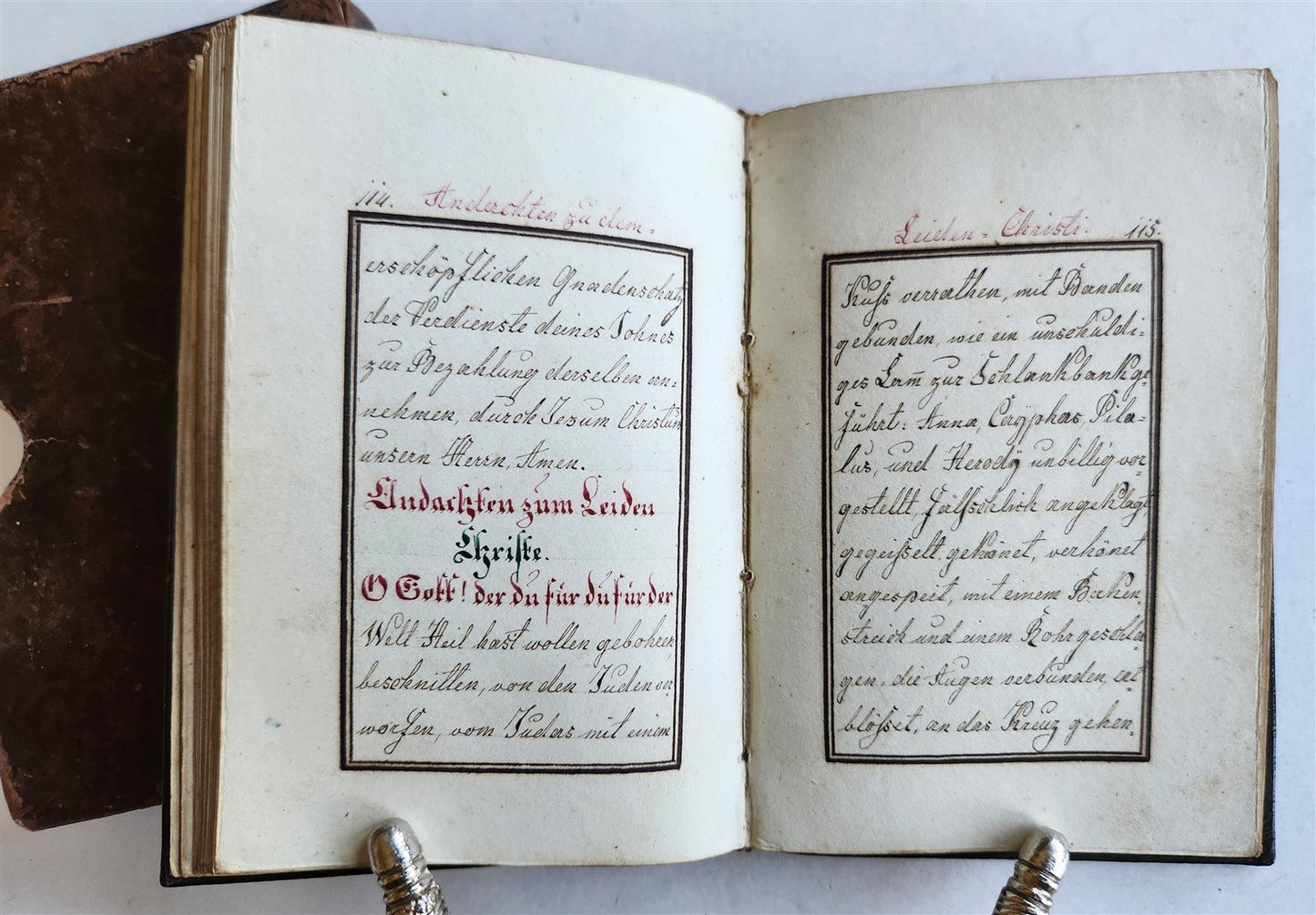 1800s GERMAN MANUSCRIPT PRAYER BOOK ILLUSTRATED antique 180 leaves