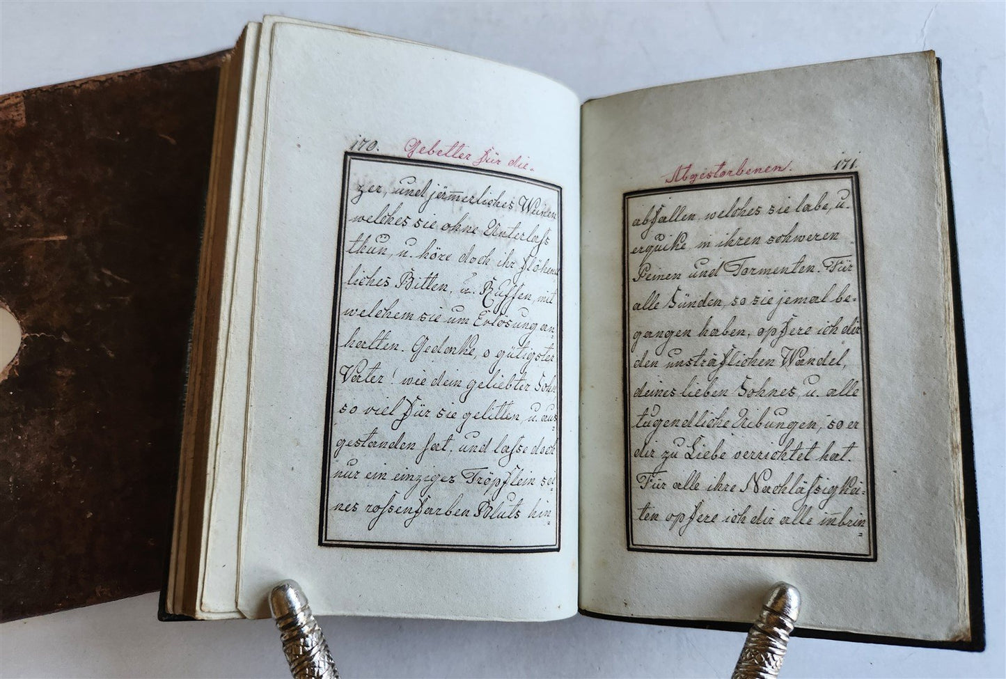 1800s GERMAN MANUSCRIPT PRAYER BOOK ILLUSTRATED antique 180 leaves