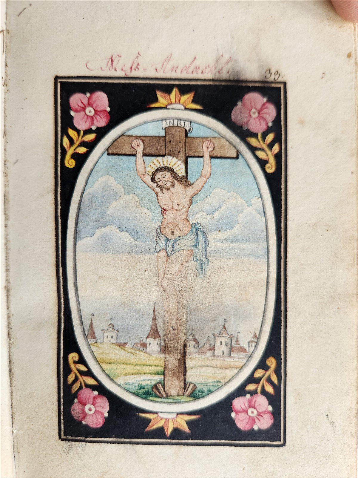 1800s GERMAN MANUSCRIPT PRAYER BOOK ILLUSTRATED antique 180 leaves