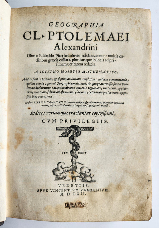 1562 PTOLEMY GEOGRAPHY antique GEOGRAPHIA CL. PTOLEMAEI ILLUSTRATED 16th CENTURY