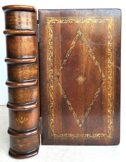 BOOK SHAPE WOODEN BOX SAFE CONTAINER vintage