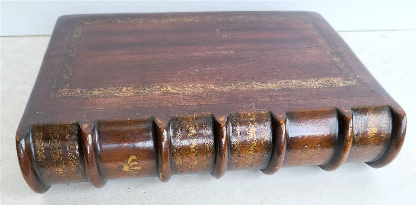 BOOK SHAPE WOODEN BOX SAFE CONTAINER vintage