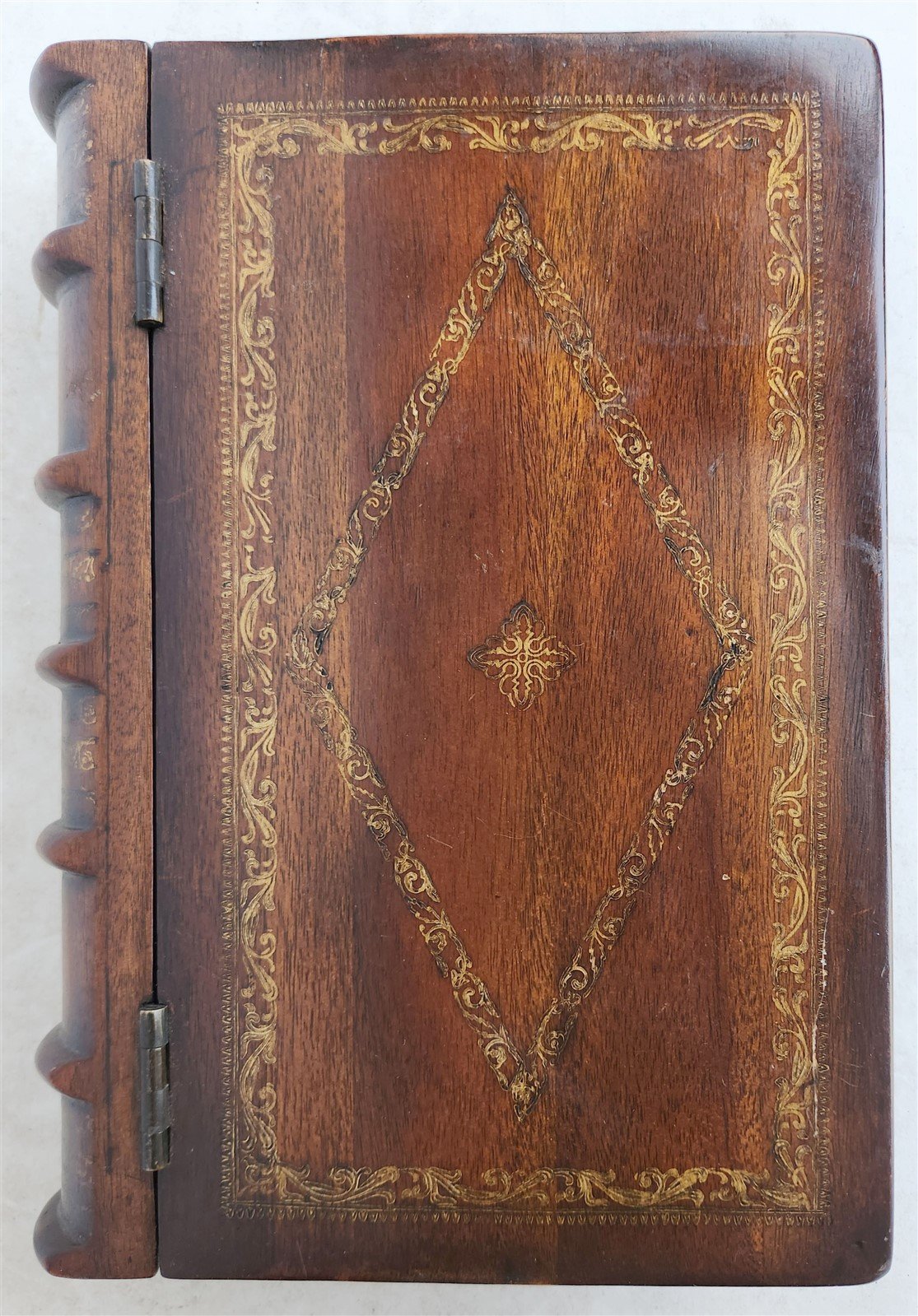 BOOK SHAPE WOODEN BOX SAFE CONTAINER vintage