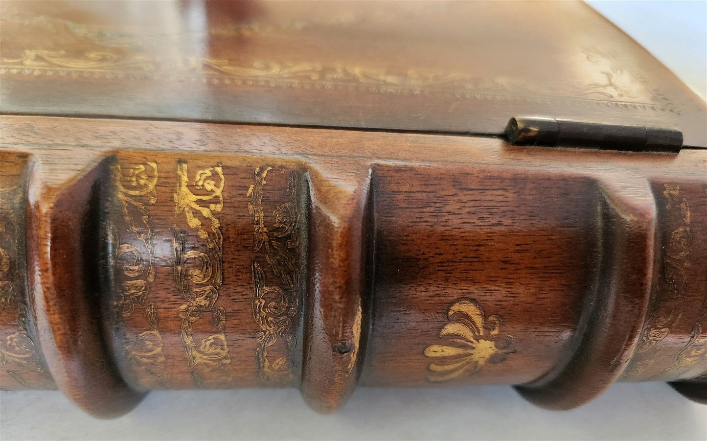 BOOK SHAPE WOODEN BOX SAFE CONTAINER vintage