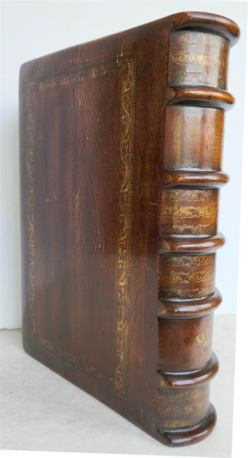 BOOK SHAPE WOODEN BOX SAFE CONTAINER vintage