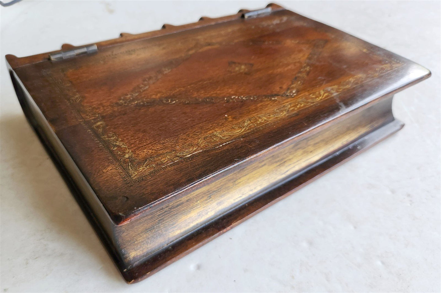 BOOK SHAPE WOODEN BOX SAFE CONTAINER vintage