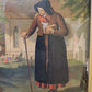 19TH century ANTIQUE PAINTING framed OLD LADY with KIDS