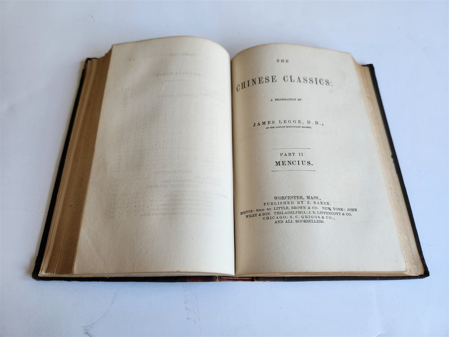 1866 CHINESE CLASSICS CONFUCIUS antique AMERICAN PRINTING Worcester MA