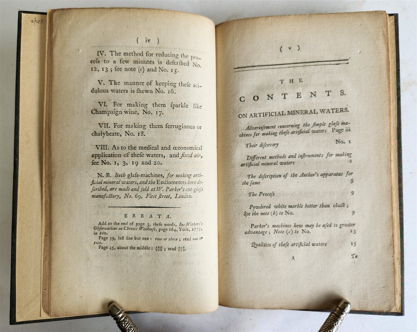 1777 DESCRIPTION of a GLASS APPARATUS for MAKING MINERAL WATER antique RARE