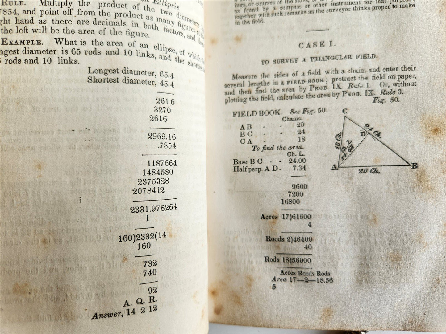 1837 SYSTEM of GEOMETRY & TRIGONOMETRY TREATISE on SURVEYING by A. FLINT antique