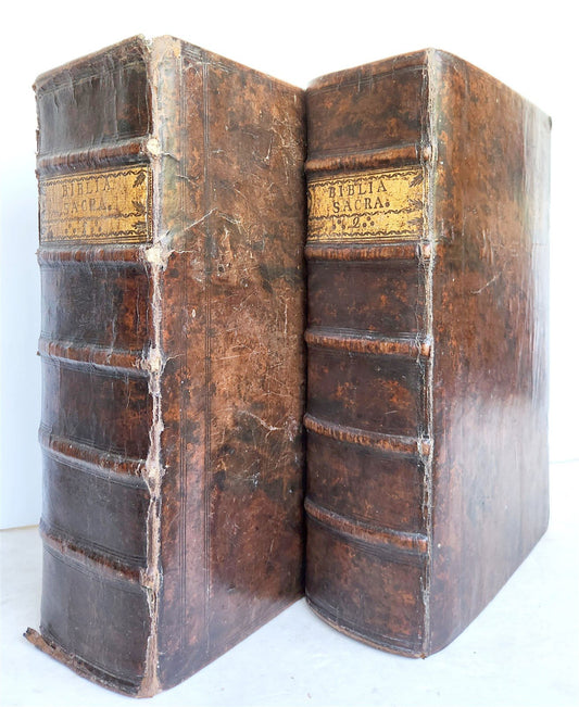 1769 BIBLE in CZECH ILLUSTRATED 2 FOLIO VOLUMES antique