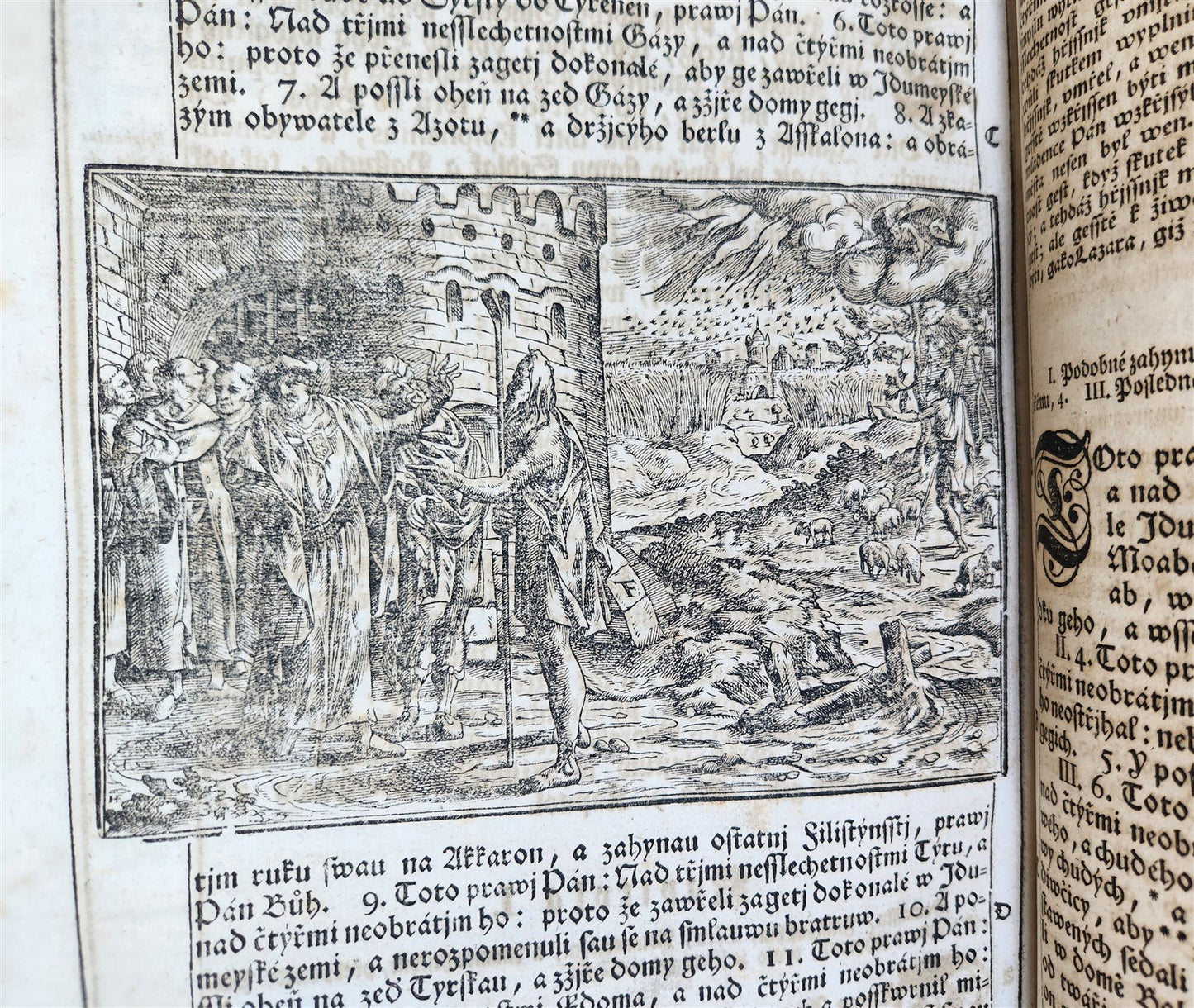 1769 BIBLE in CZECH ILLUSTRATED 2 FOLIO VOLUMES antique
