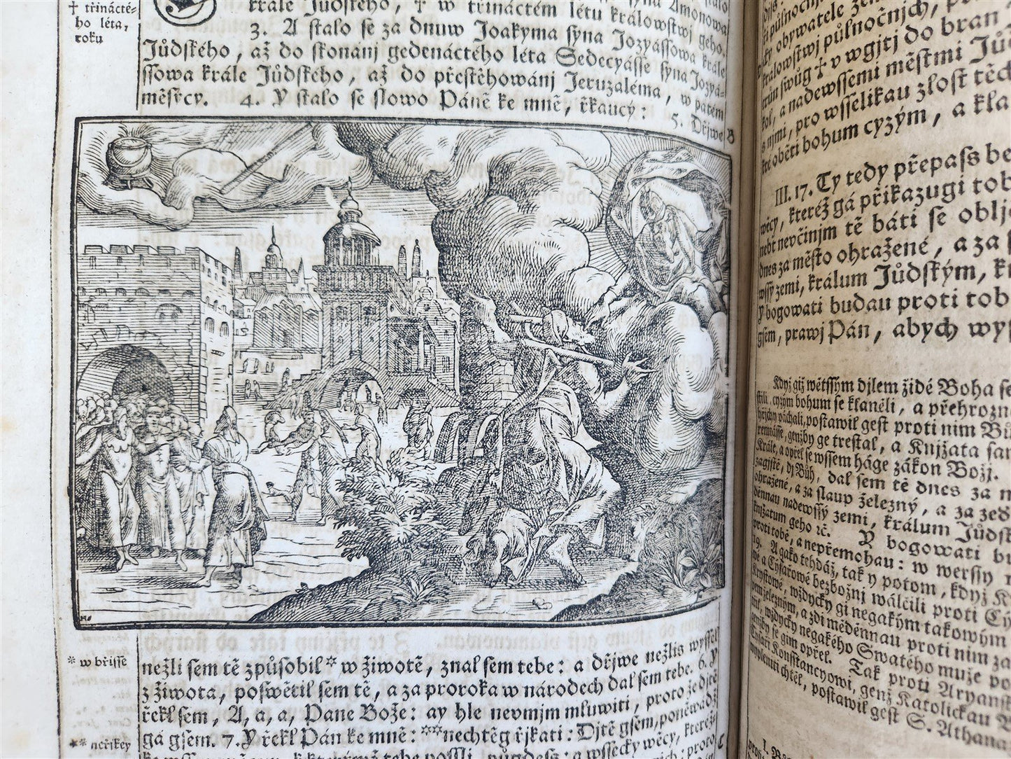1769 BIBLE in CZECH ILLUSTRATED 2 FOLIO VOLUMES antique
