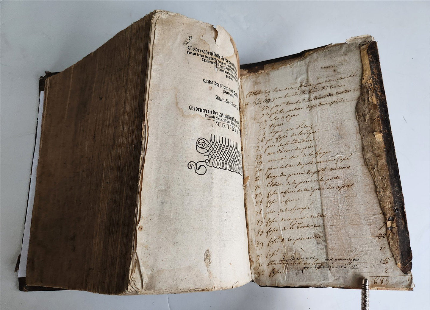 1569 SERMONS by WILD ILLUSTRATED PIGSKIN FOLIO antique BANNED by CHURCH