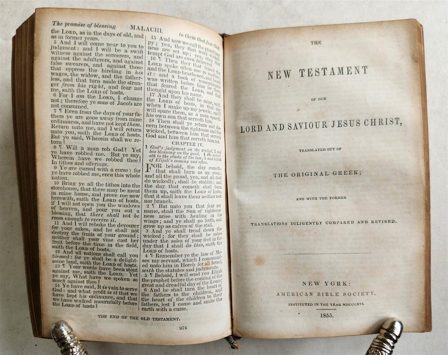 1855 BIBLE in ENGLISH antique AMERICANA personalized cover OLD & NEW TESTAMENT