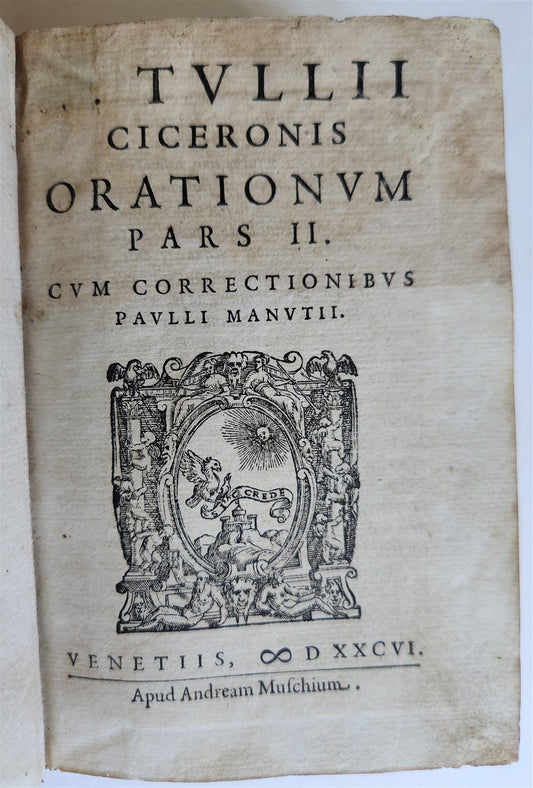 1586 CICERO editd by Paolo Manuzio antique VELLUM BOUND 16th CENTURY