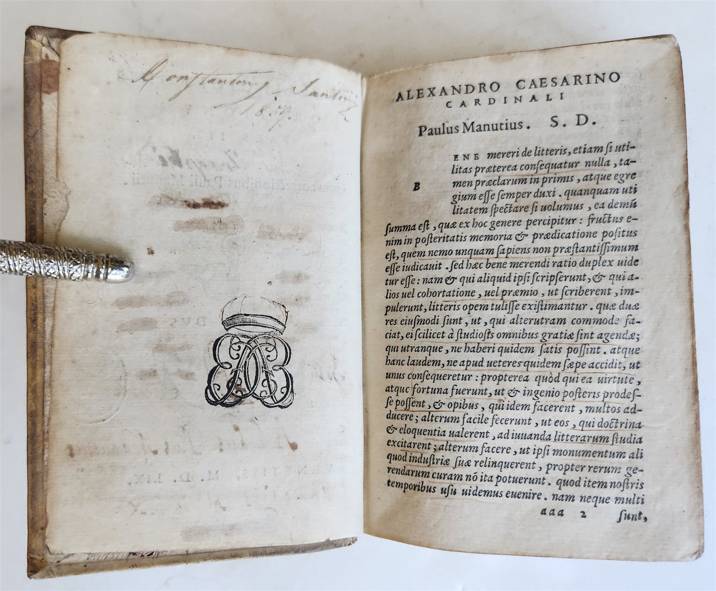 1559 ALDUS PRESS CICERO edited by Paolo Manuzio antique VELLUM 16th CENT. Aldine