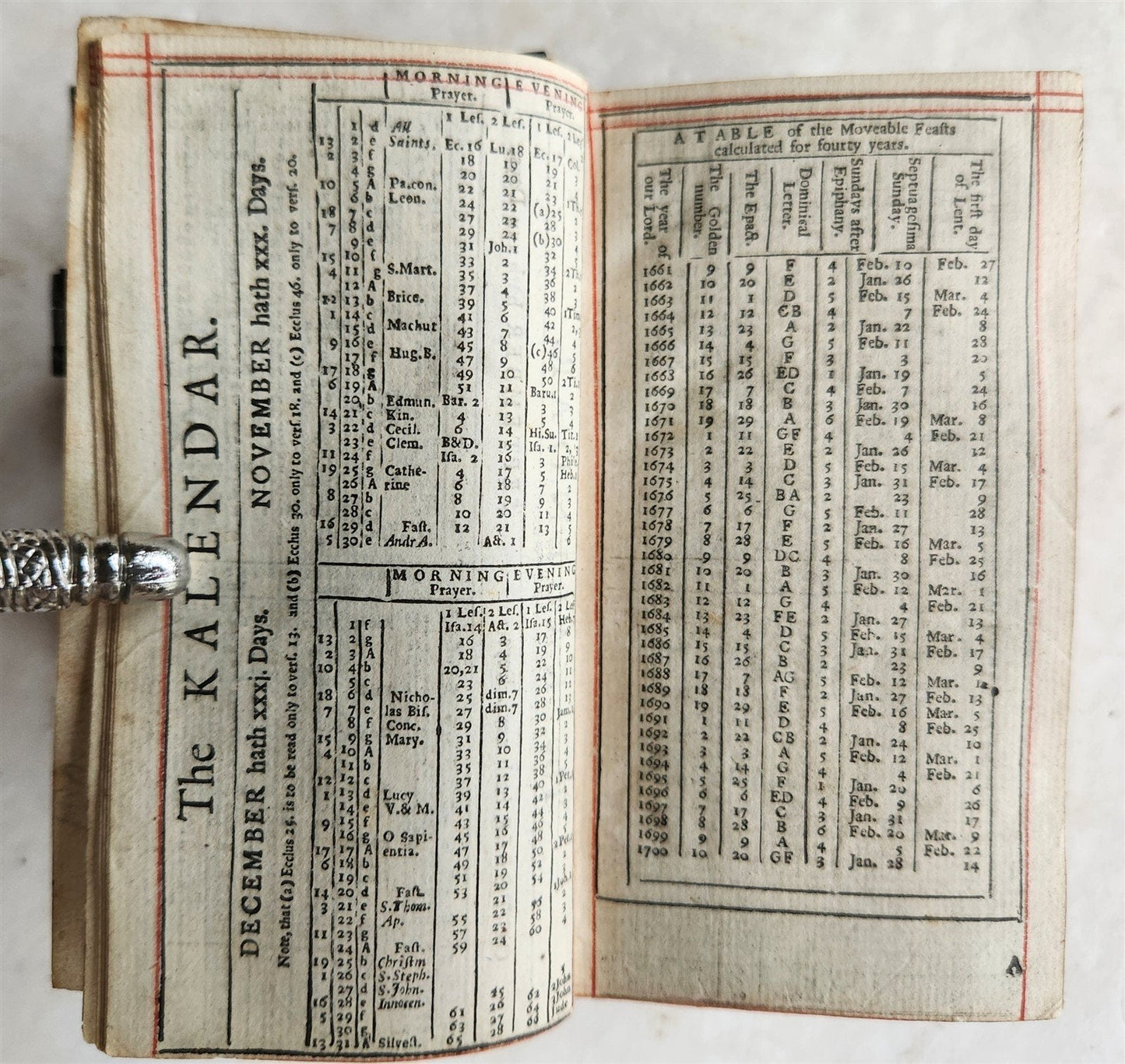 1697 BIBLE in ENGLISH OLD & NEW TESTAMENT antique w/ SILVER DECORATIONS & CLASPS