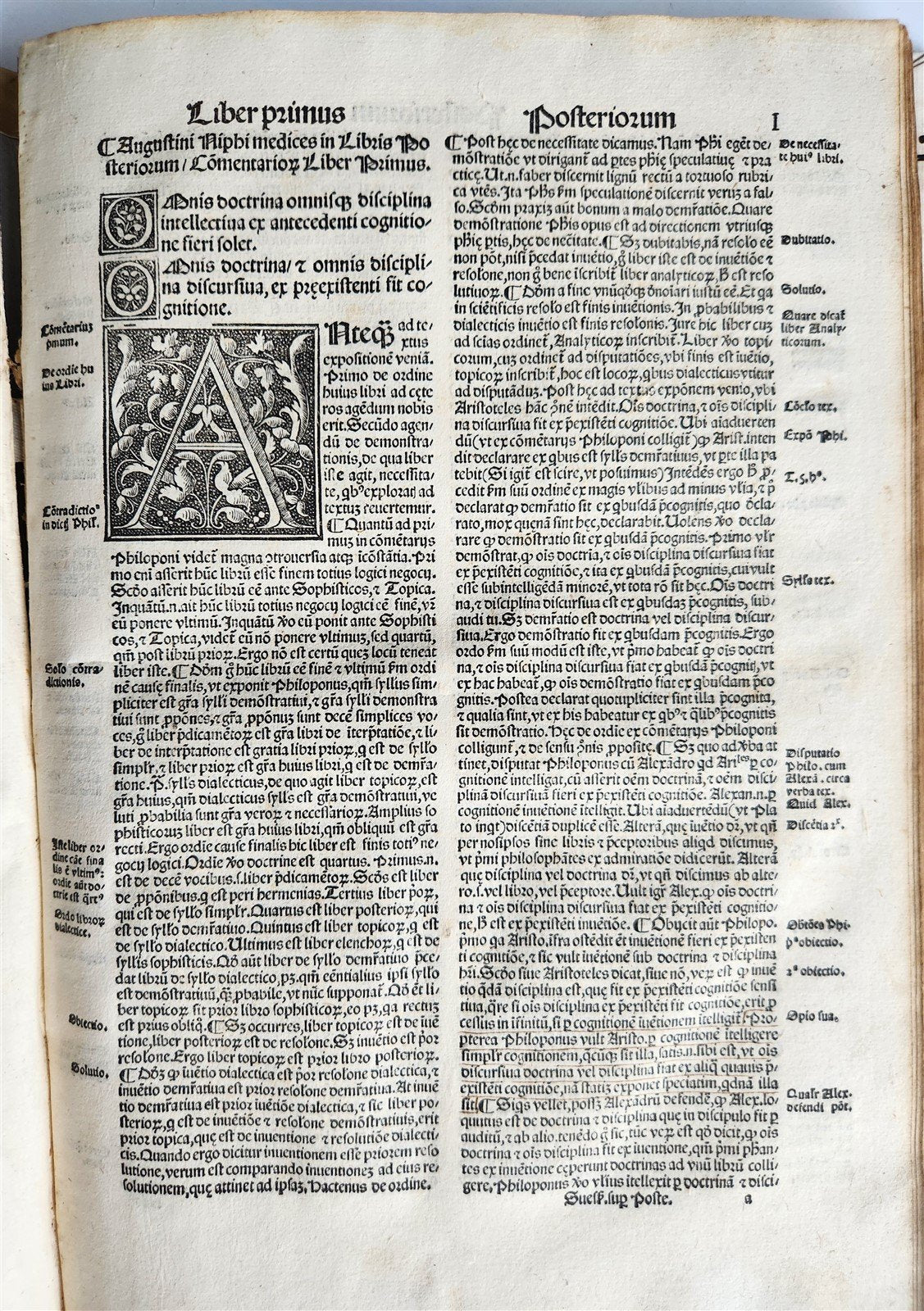 1526 POST-INCUNABULA ARISTOTLE & A.NIFO antique Posterior Analytics Commentary