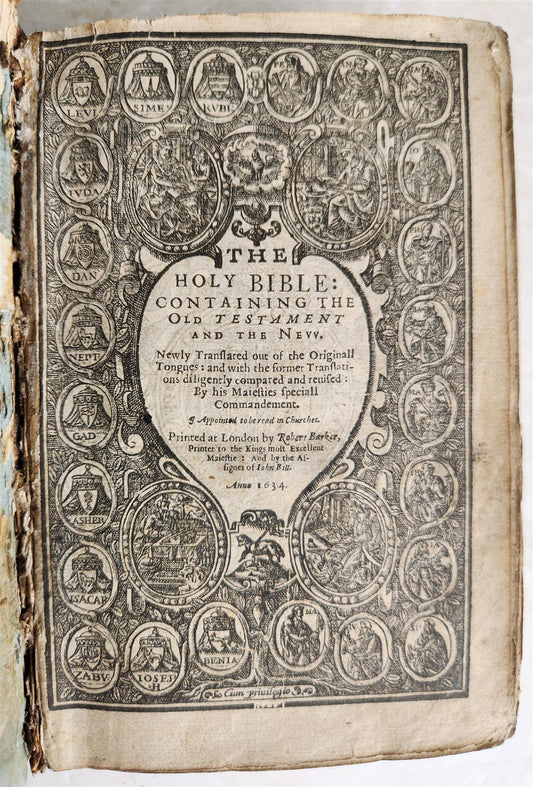 1634 BIBLE in ENGLISH King James antique ORIGINAL BINDING