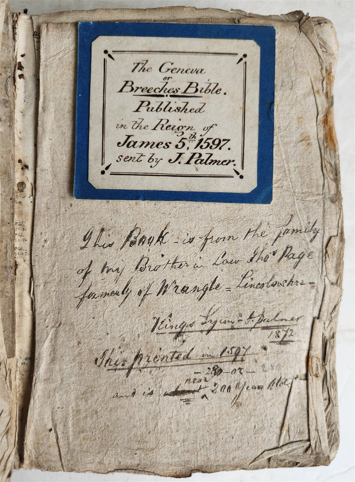 1596 BIBLE in ENGLISH GENEVA BREECHES VERSION antique ORIGINAL BINDING scarce