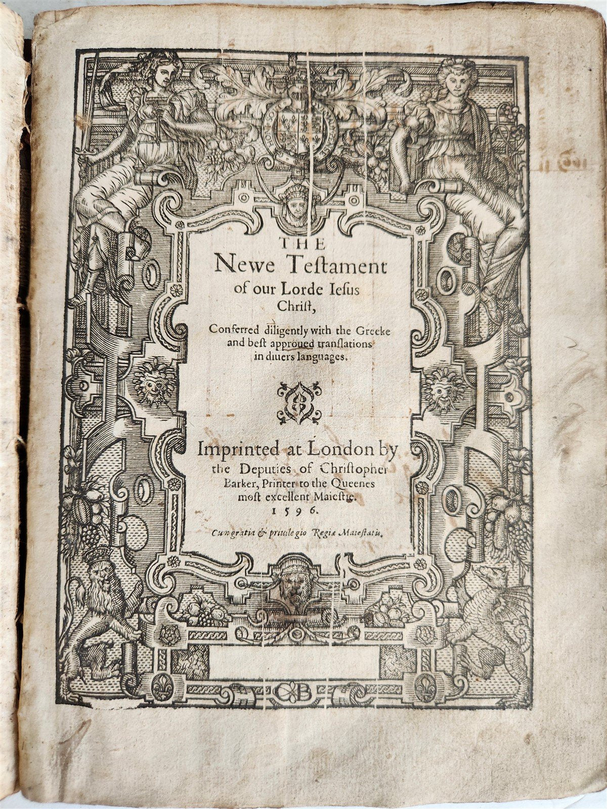 1596 BIBLE in ENGLISH GENEVA BREECHES VERSION antique ORIGINAL BINDING scarce