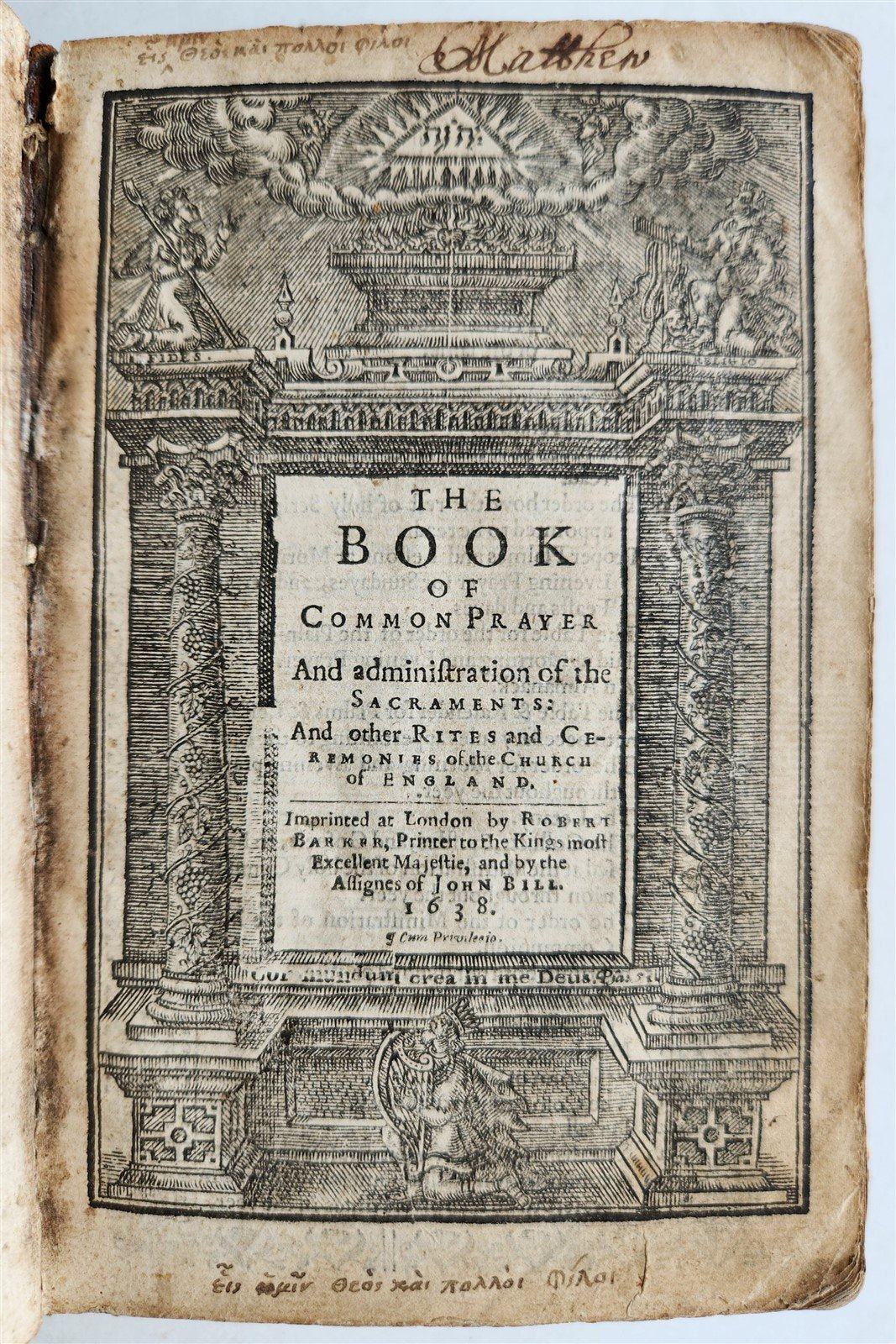 1638 BIBLE in ENGLISH antique COAT of ARMS of BRITISH KING CHARLES I BINDING