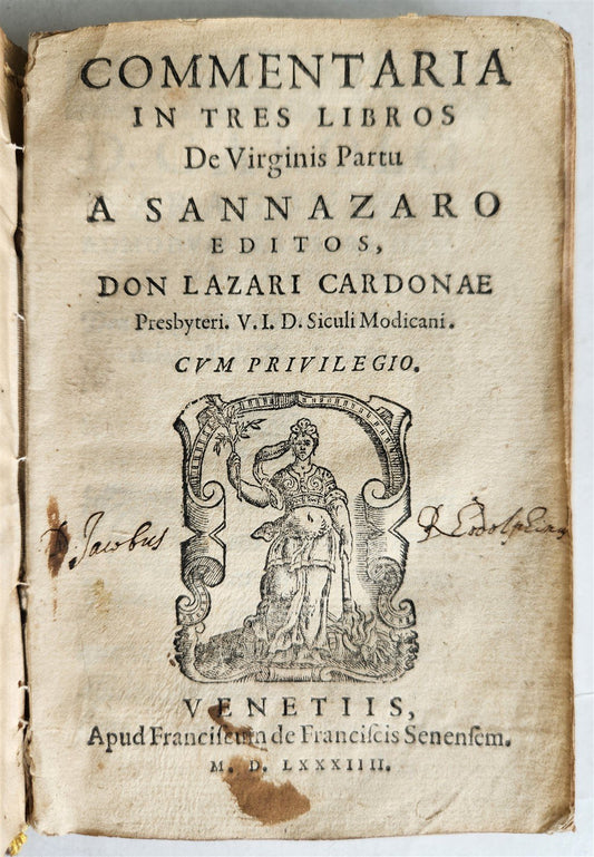 1584 Sannazaro's DE PARTU VIRGINIS POEM Commentary by Lazaro Cardona ANTIQUE