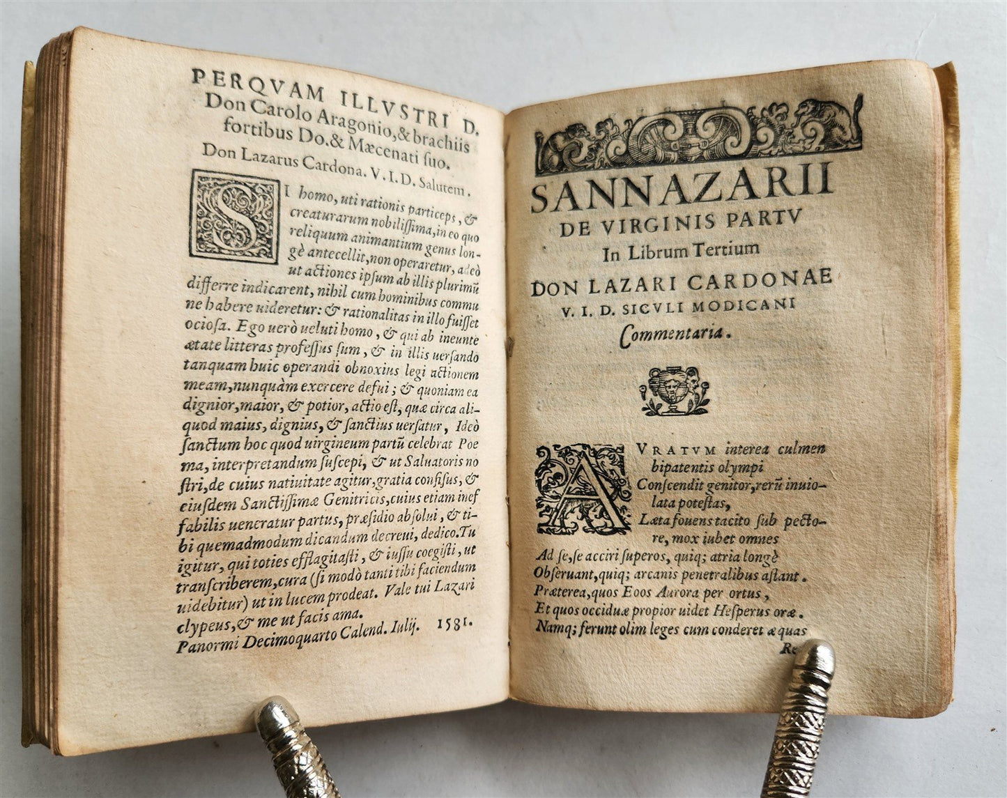 1584 Sannazaro's DE PARTU VIRGINIS POEM Commentary by Lazaro Cardona ANTIQUE