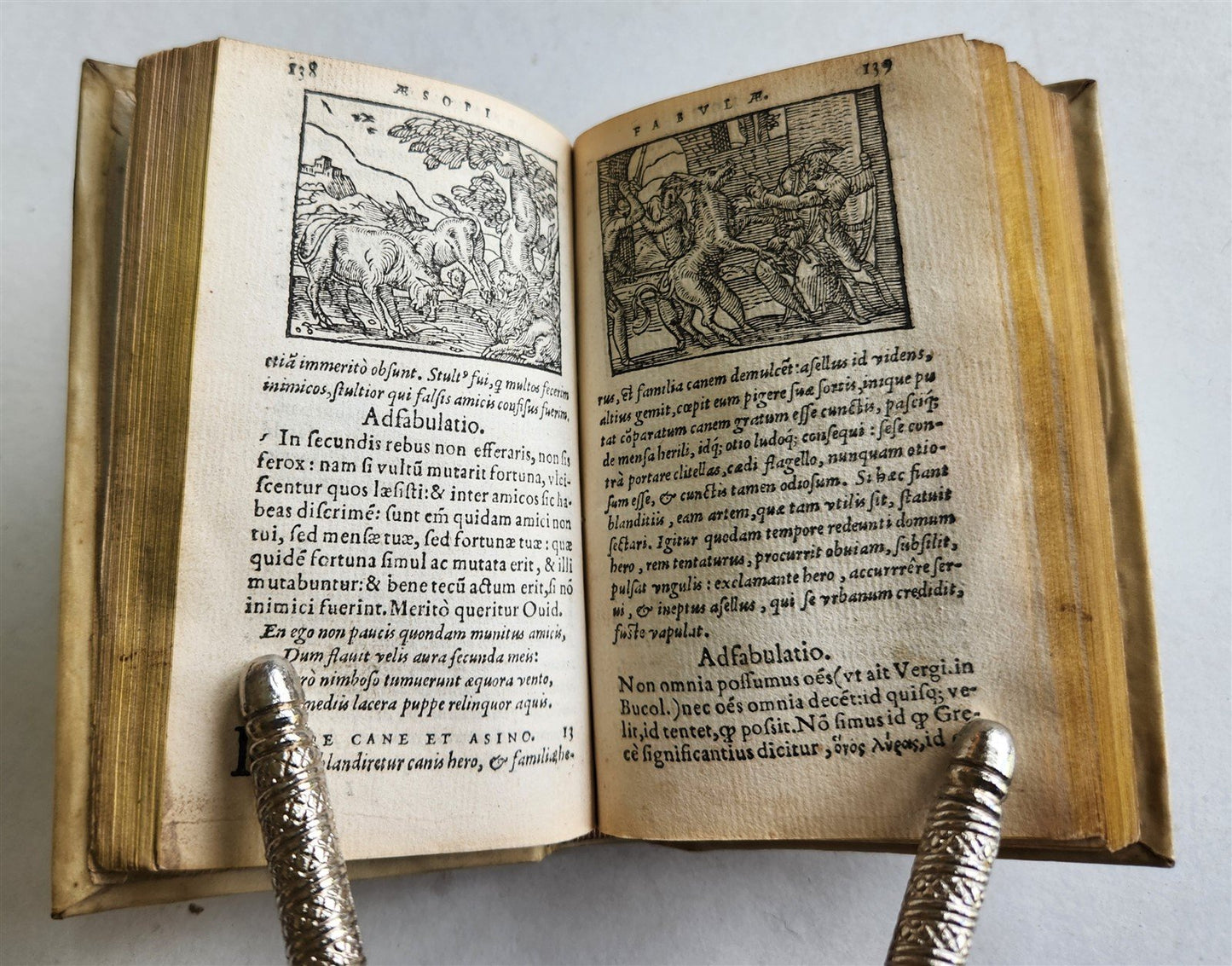 1561 AESOP FABLES antique FULLY ILLUSTRATED vellum binding 16th CENTURY rare