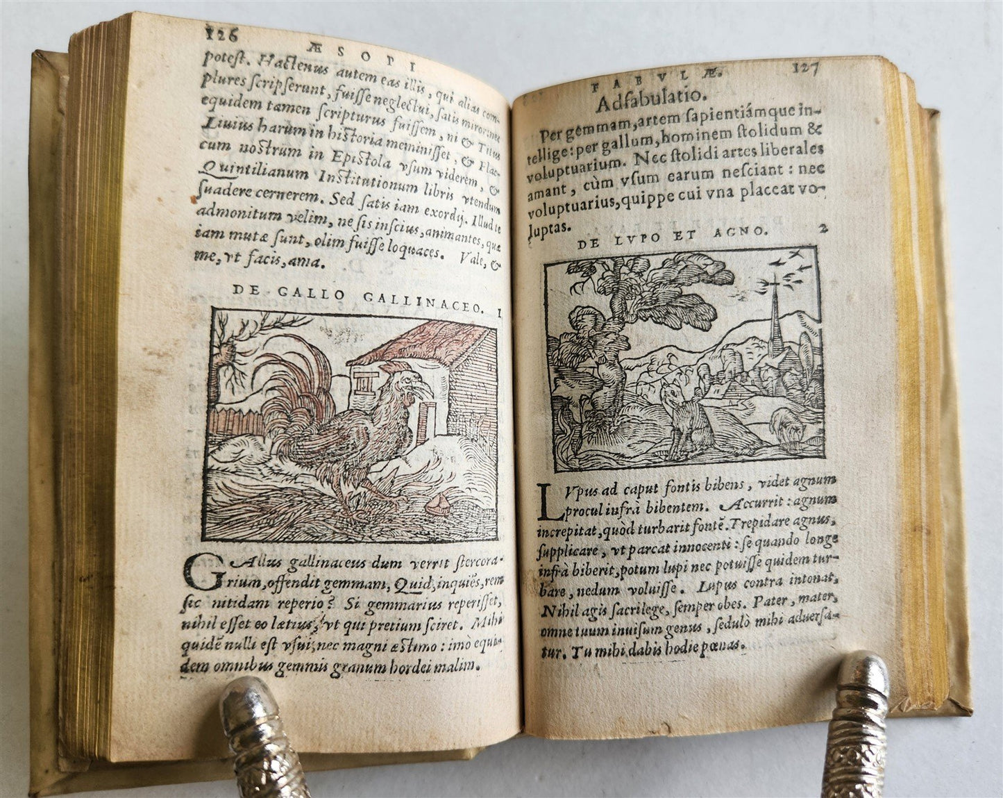 1561 AESOP FABLES antique FULLY ILLUSTRATED vellum binding 16th CENTURY rare