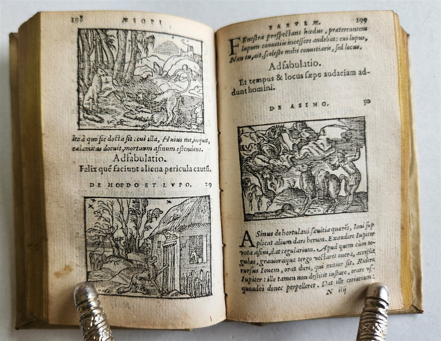 1561 AESOP FABLES antique FULLY ILLUSTRATED vellum binding 16th CENTURY rare