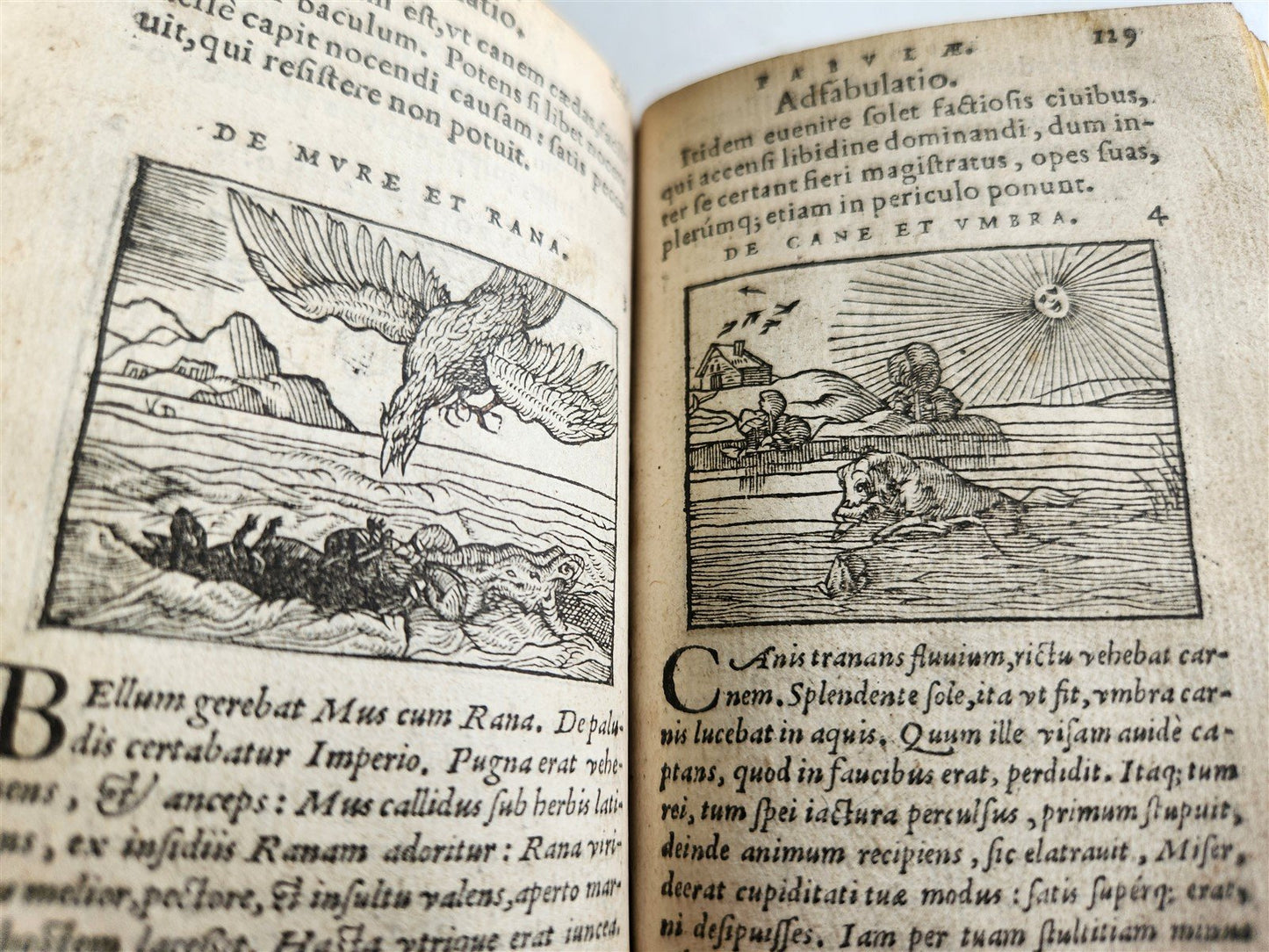 1561 AESOP FABLES antique FULLY ILLUSTRATED vellum binding 16th CENTURY rare