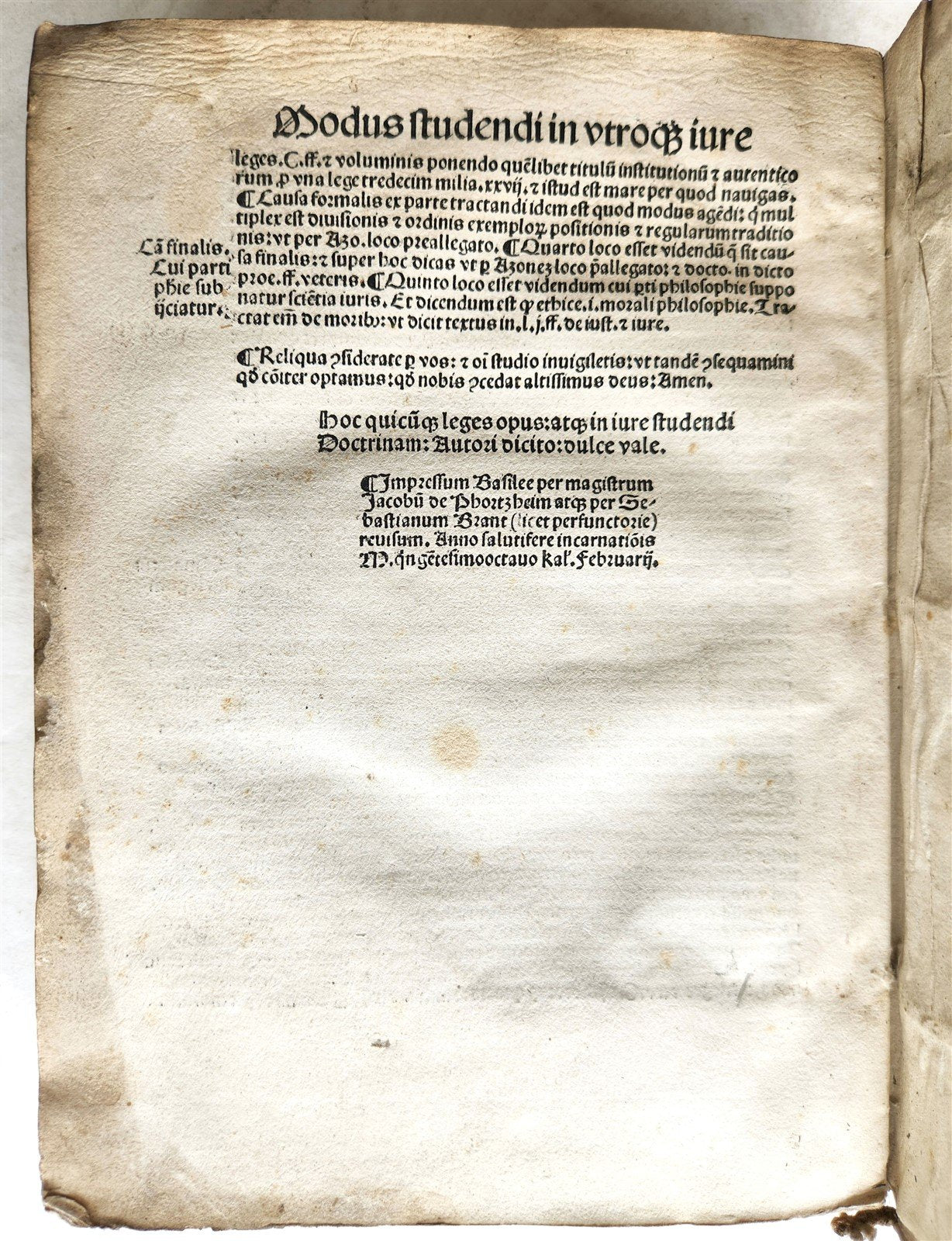 1508 POST-INCUNABULA LAW BOOK by SEBASTIAN BRANT antique VELLUM BOUND
